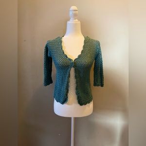 Norm Thompson Crochet Top Sz S Teal